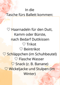 Merkliste f&uuml;r die kleinen T&auml;nzerinnen